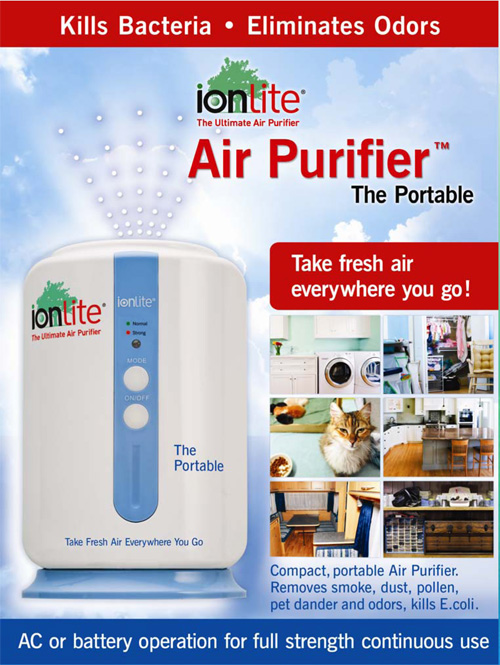 Portable Ion Air Purifier - Battery & AC Adapter